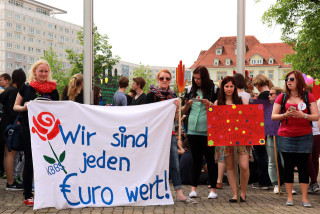 "Wir sind jeden Euro wert", erklären die Bergschüler aus Heiligenstadt. Foto: Peter Weidemann
